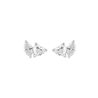 14K White Gold & 0.75 CT. T.W. Marquise & Heart-Shaped Diamond Stud Earrings