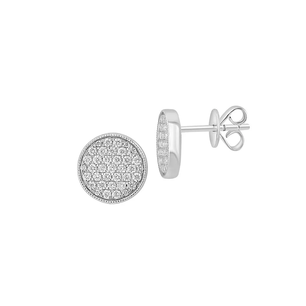 14K White Gold & 0.49 CT. T.W. Diamond Round Stud Earrings