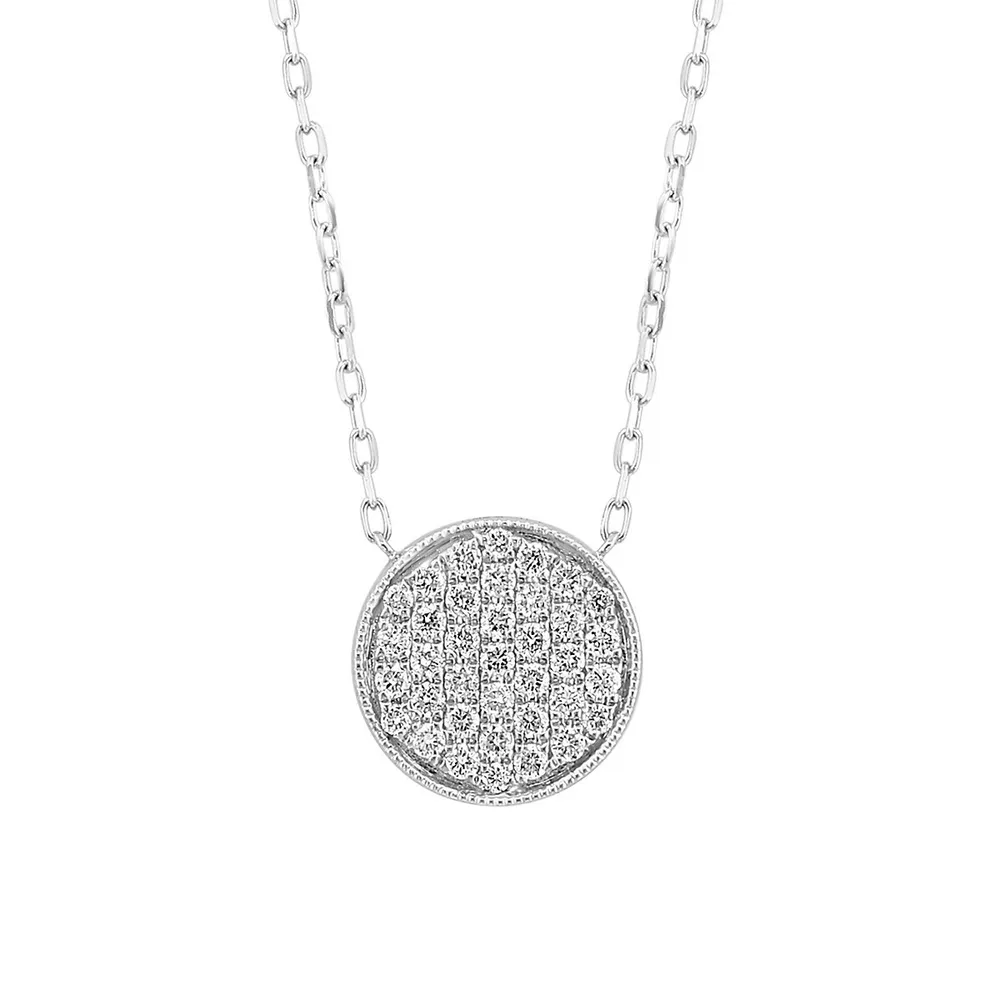 14K White Gold & 0.34 CT. T.W. Diamond Circular Pendant Necklace