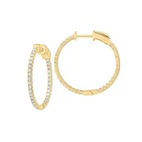 14K Yellow Gold & 1.0 CT. T.W. Diamond Inside-Out Hoop Earrings