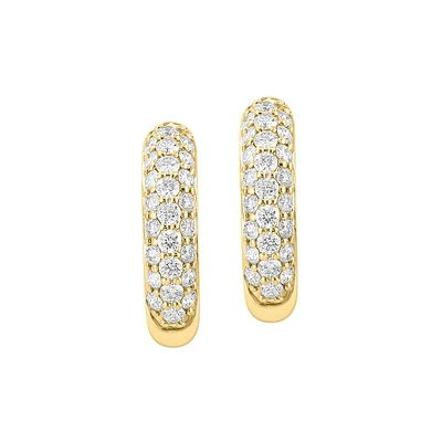 14K Yellow Gold & 0.53 CT. T.W. Diamond Huggie Hoop Earrings