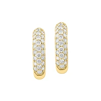 14K Yellow Gold & 0.53 CT. T.W. Diamond Huggie Hoop Earrings