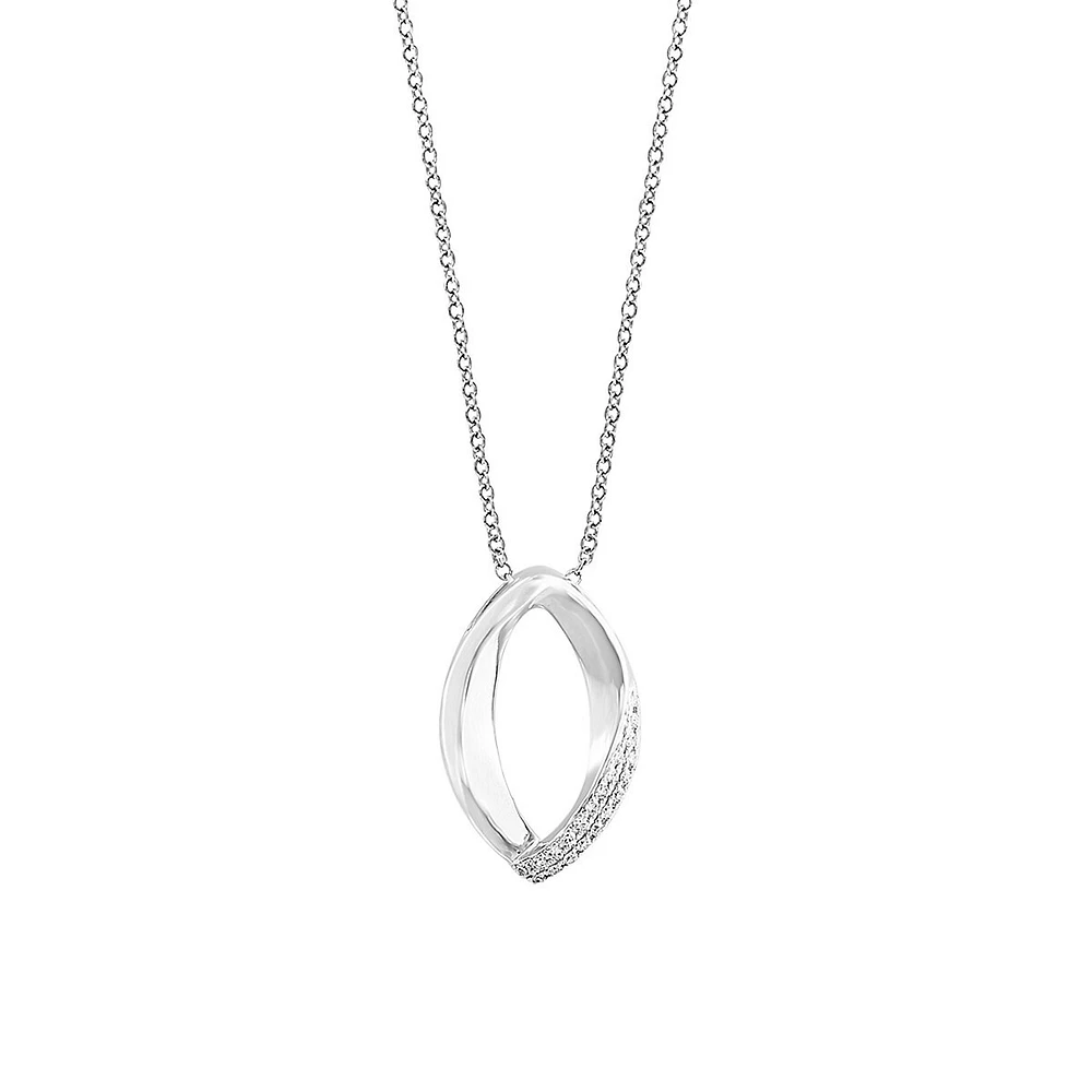 14K White Gold & Diamond Loop Pendant Necklace