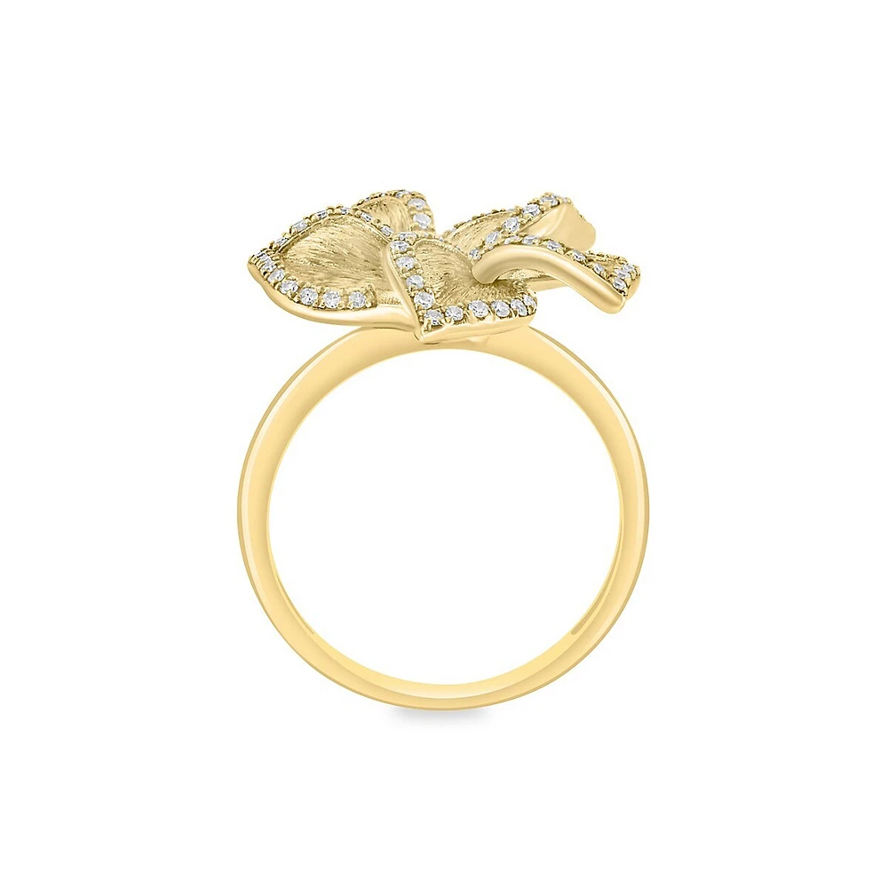 14K Yellow Gold & 0.31 CT. T.W. Diamond Flower Ring