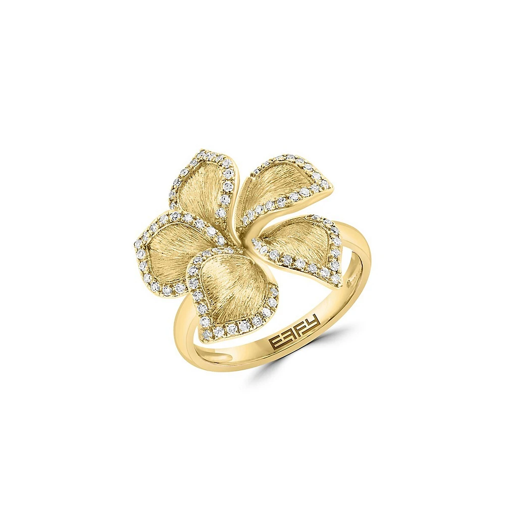 14K Yellow Gold & 0.31 CT. T.W. Diamond Flower Ring