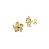 14K Yellow Gold & 0.31 CT. T.W. Diamond Flower Stud Earrings