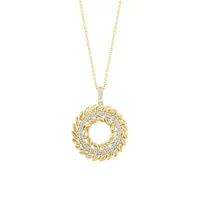 14K Yellow Gold & 0.46 CT. T.W. Diamond Laurel Wreath Pendant Necklace