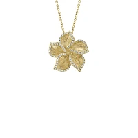 14K Yellow Gold & 0.31 CT.T.W. Diamond Flower Pendant Necklace