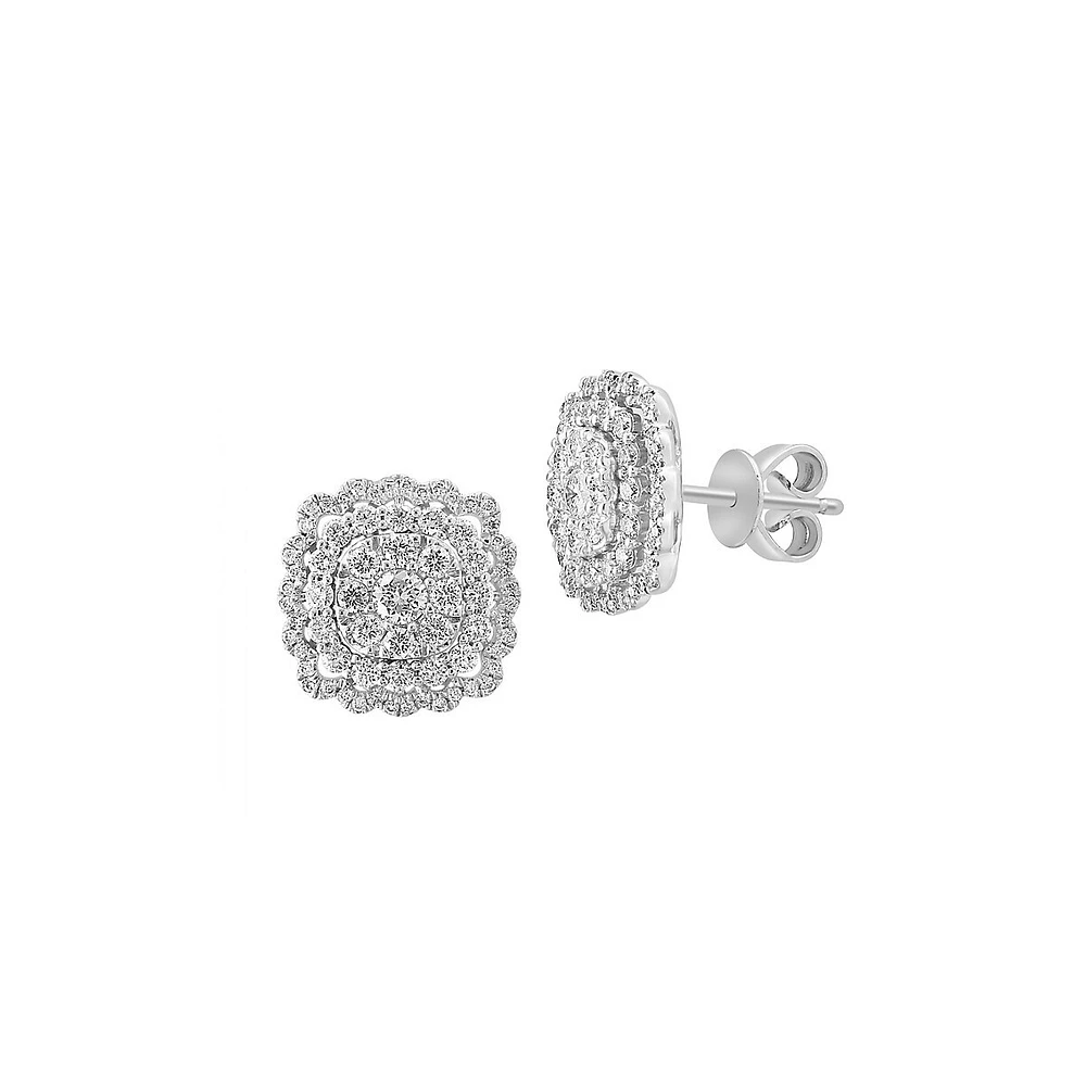 Boutons d'oreilles en or blanc 14 ct avec diamants de 1,06 ct (PT)