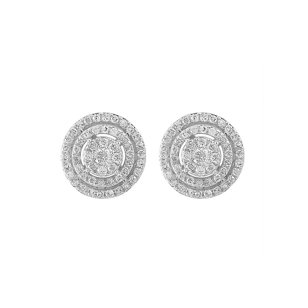 Boutons d'oreilles en or blanc 14 ct avec diamants de 1,04 ct (PT)