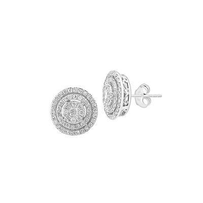 Boutons d'oreilles en or blanc 14 ct avec diamants de 1,04 ct (PT)