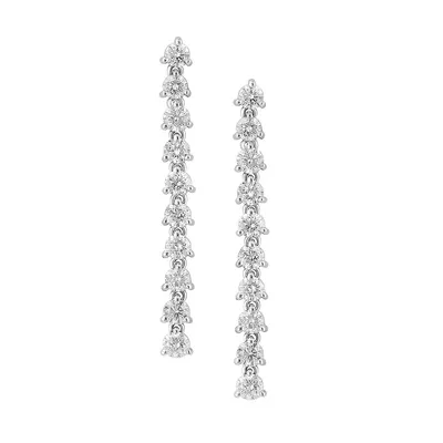 14K White Gold & 1.96 CT. T.W. Diamond Linear Earrings