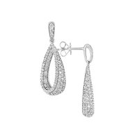 14K White Gold & 1.29 CT. T.W. Diamond Loop Drop Earrings