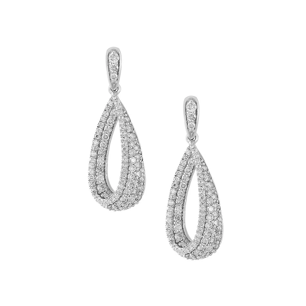 14K White Gold & 1.29 CT. T.W. Diamond Loop Drop Earrings