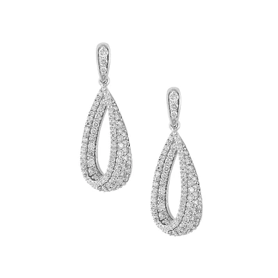 Or blanc 14 carats et or blanc 14 carats. 1,29 CT. Boucles d'oreilles pendantes à diamants TW