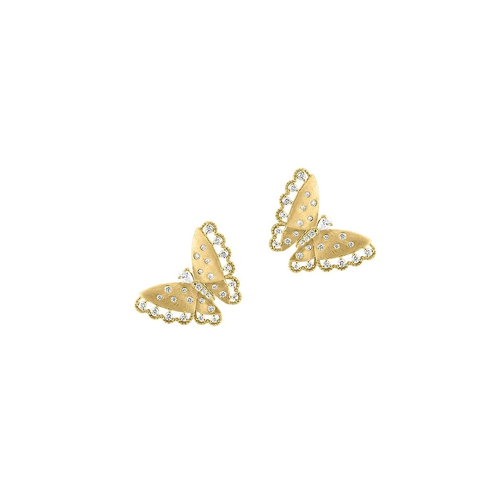 14K Yellow Gold & 0.64 CT. T.W. Diamond Butterfly Stud Earrings