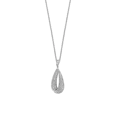 14K White Gold & 0.86 CT.T.W. Diamond Loop Pendant Necklace