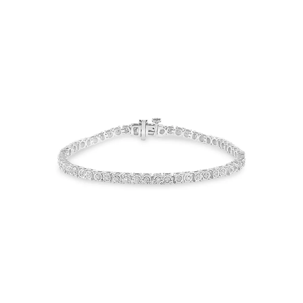 Sterling Silver & 0.47 CT. T.W. Diamond Tennis Bracelet