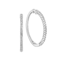 Sterling Silver & 0.23 CT. T.W. Diamond Hoop Earrings