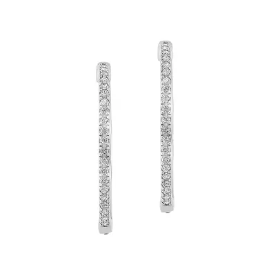 Sterling Silver & 0.23 CT. T.W. Diamond Hoop Earrings