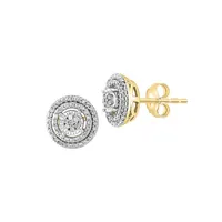 14K Yellow Goldplated Sterling Silver & 0.09 CT. T.W. Diamond Stud Earrings