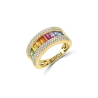 14K Yellow Gold, Multi Sapphire & 0.53 CT. T.W. Diamond Ring