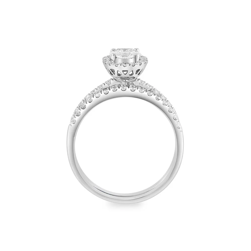 14K White Gold & 0.75 CT. T.W. Diamond Halo Ring