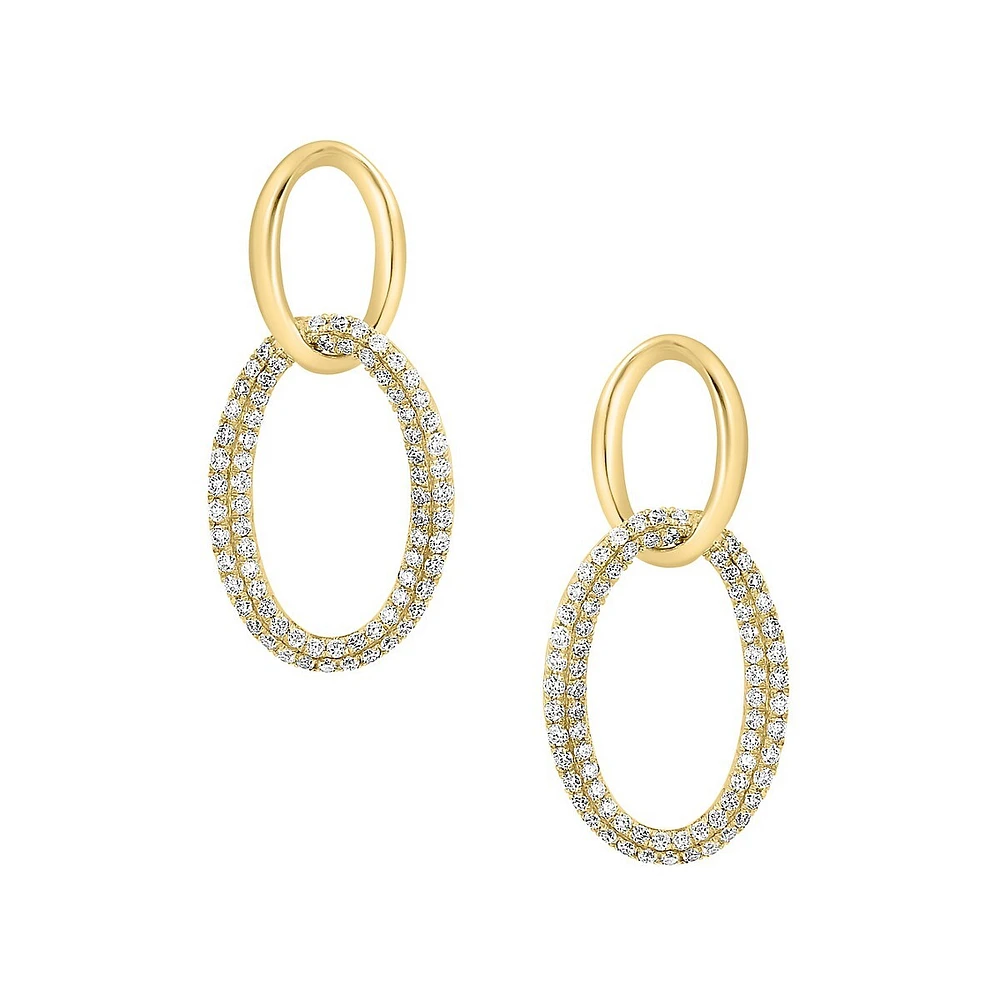 14K Yellow Gold & 0.78 CT. T.W. Diamond Interlocking Hoop Earrings