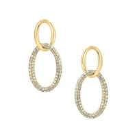 14K Yellow Gold & 0.78 CT. T.W. Diamond Interlocking Hoop Earrings