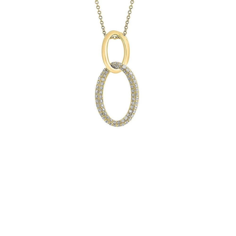 14K Yellow Gold & 0.54 CT. T.W. Diamond Interlocking Hoop Pendant Necklace