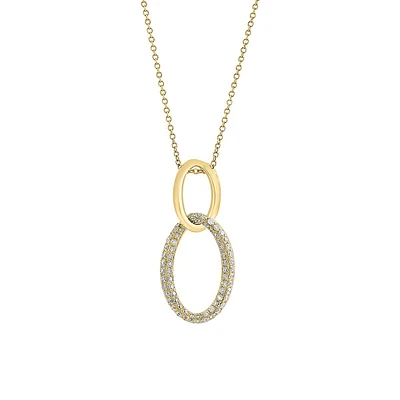 14K Yellow Gold & 0.54 CT. T.W. Diamond Interlocking Hoop Pendant Necklace