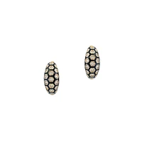 14K Yellow Gold, Black Enamel & 0.25 CT. T.W. Diamond Huggie Hoop Earrings