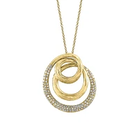 14K Yellow Gold & 0.46 CT.T.W. Diamond Spiral Hoop Pendant Necklace