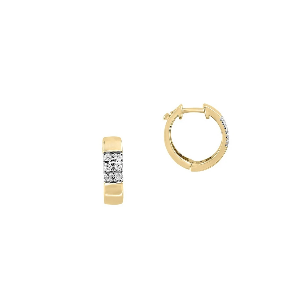 14K Yellow Gold & 0.15 CT. T.W. Diamond Hoop Earrings