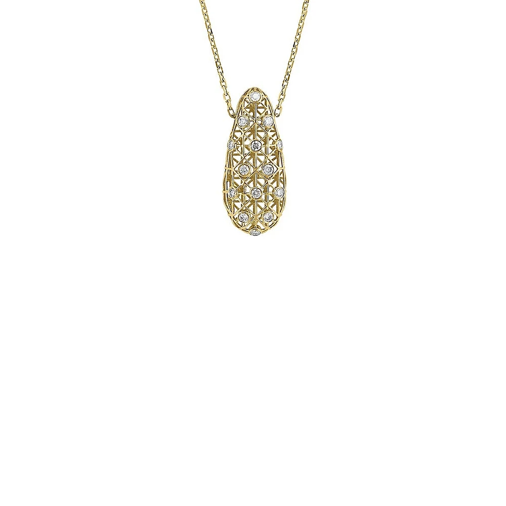 14K Yellow Gold & 0.25 CT. T.W. Diamond Cage Pendant Necklace