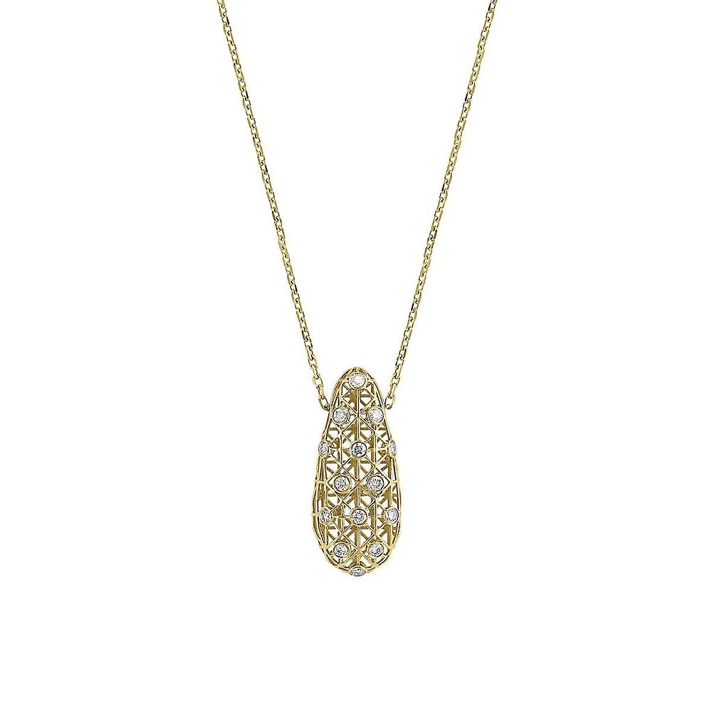 14K Yellow Gold & 0.25 CT. T.W. Diamond Cage Pendant Necklace