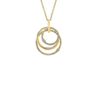 14K Yellow Gold & 0.29 CT. T.W. Diamond Spiral Hoop Pendant Necklace