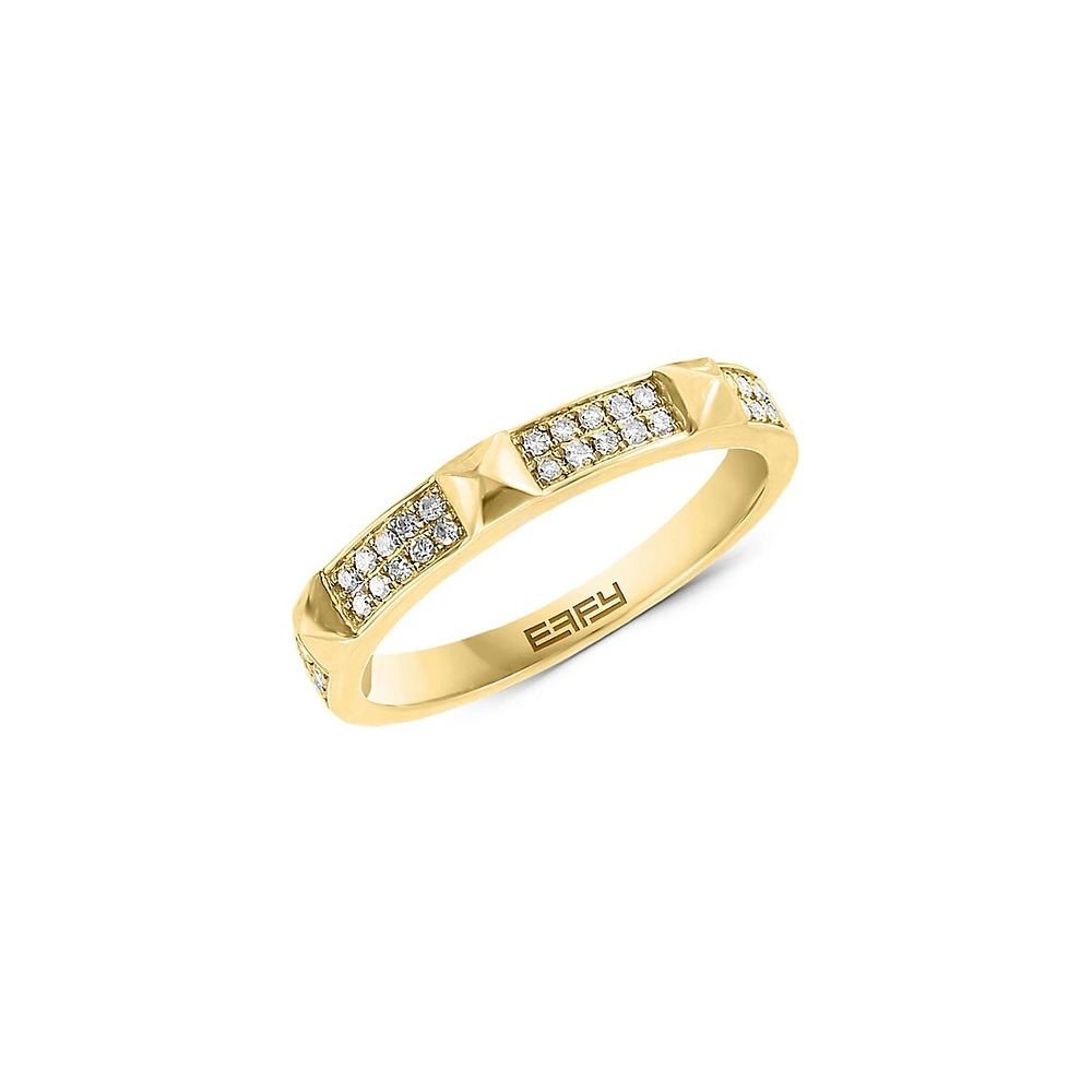 14K Yellow Gold & 0.16 CT. T.W. Diamond Pyramid Ring