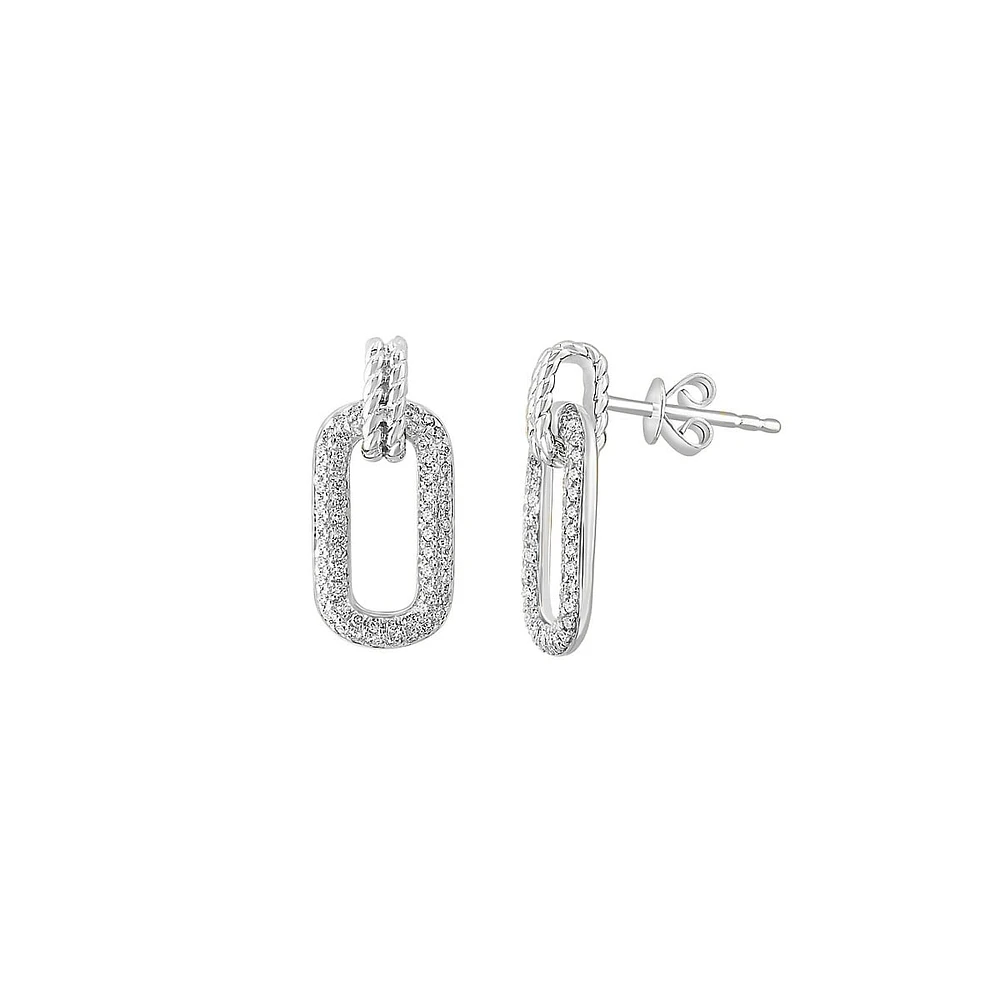 14K White Gold & 0.45 CT. T.W. Diamond Link-Drop Earrings