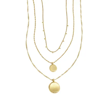 Goldplated & Cubic Zirconia Coin Multi-Strand Necklace