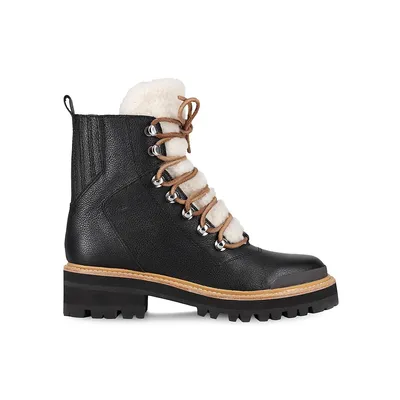 Women's Izzie Shearling-Trimmed Leather Boots