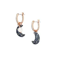 Luna Rose Goldtone, Swarovski Crystal & Crystal Faux Pearl Mini Hoop Drop Earrings