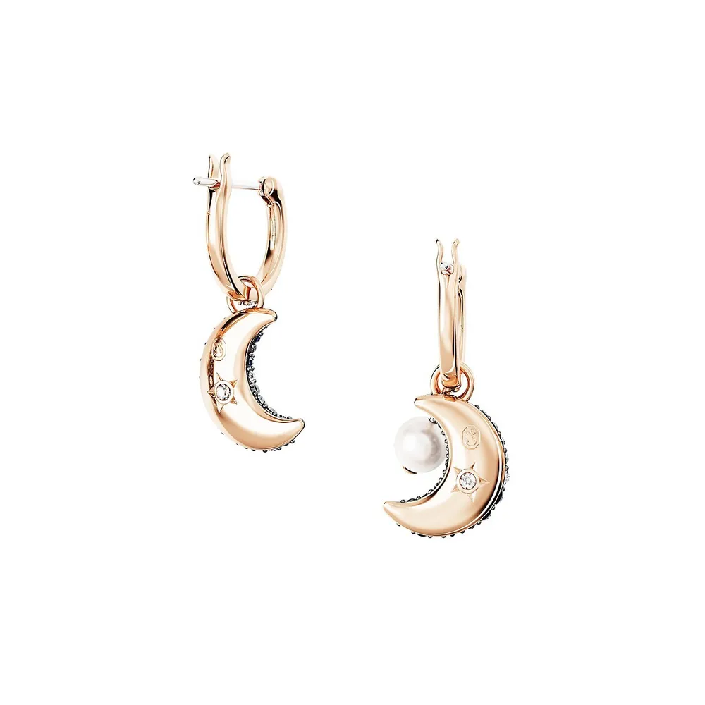 Luna Rose Goldtone, Swarovski Crystal & Crystal Faux Pearl Mini Hoop Drop Earrings