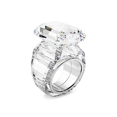 Lucent ​Stainless Steel & Swarovski Crystal Octagonal Cocktail Ring