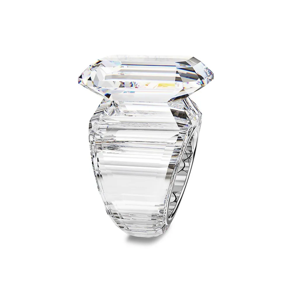 Lucent ​Stainless Steel & Swarovski Crystal Octagonal Cocktail Ring