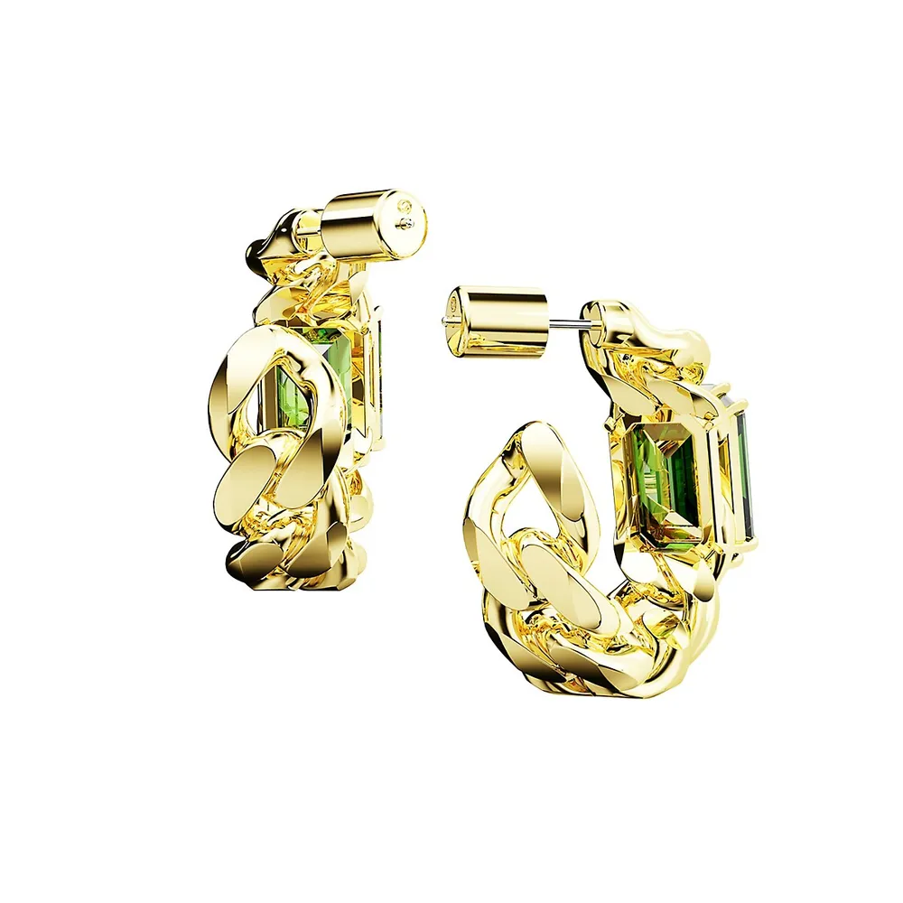 Millenia Goldtone Swarovski Crystal Mini C-Hoop Earrings