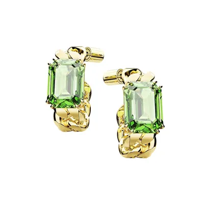 Millenia Goldtone Swarovski Crystal Mini C-Hoop Earrings