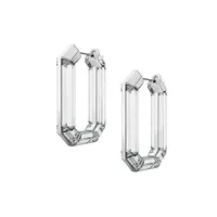 LucentRhodium-Plated Swarovski Crystal Octagonal Hoop Earrings