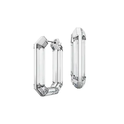 LucentRhodium-Plated Swarovski Crystal Octagonal Hoop Earrings
