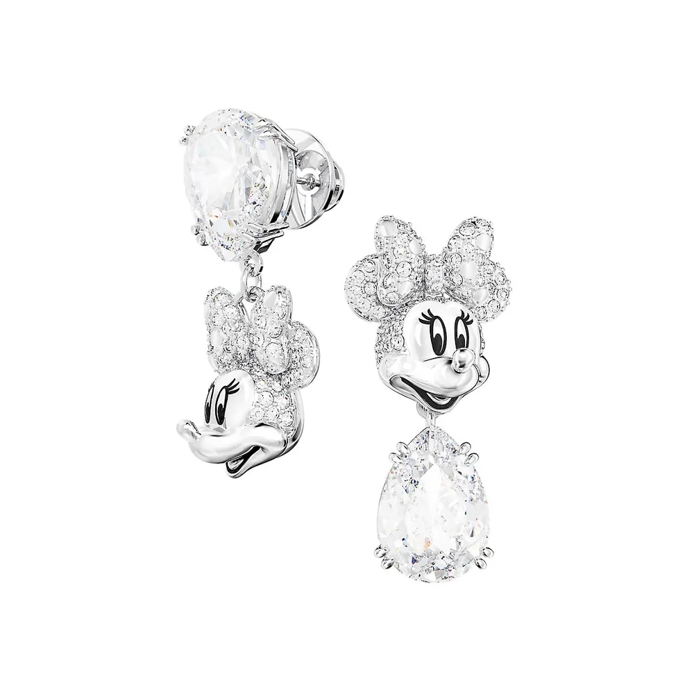 Minnie Mouse Rhodium-Plated Swarovski Crystal Drop Earrings